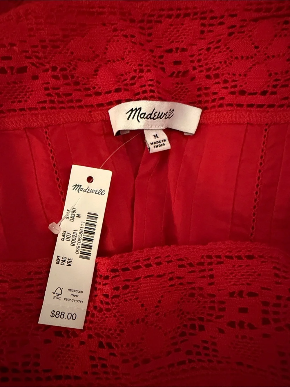 MADEWELL M The Sophie Top COTTON LACE TANK OA390 $88